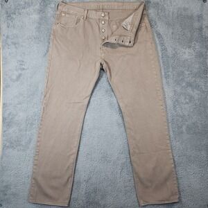 Levis 501 Button Fly Jeans Mens 38x34 Beige Original Fit Denim Casual Cotton